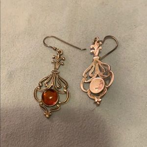 Antique style amber 925 silver earings